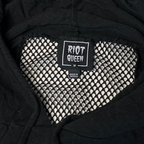 Riot Queen “Game On” Open Mesh Back Graphic Hoodie Black M Streetwear Athleisure - Picture 12 of 14
